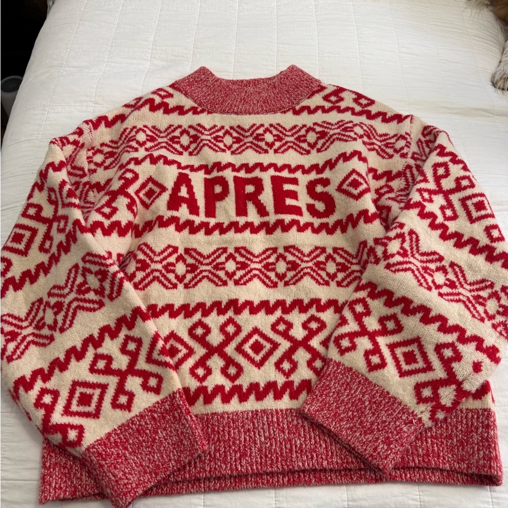 a new day Red and Cream mock neck  Sweater